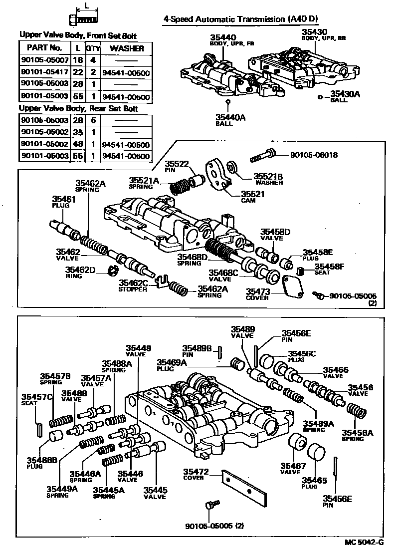 Toyota COROLLA 阀体和滤油网(ATM) EPC diagram — MC5042G