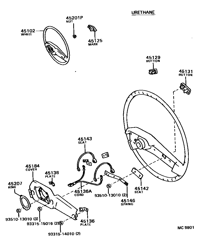 Toyota COROLLA Steering Wheel EPC diagram — MC9801