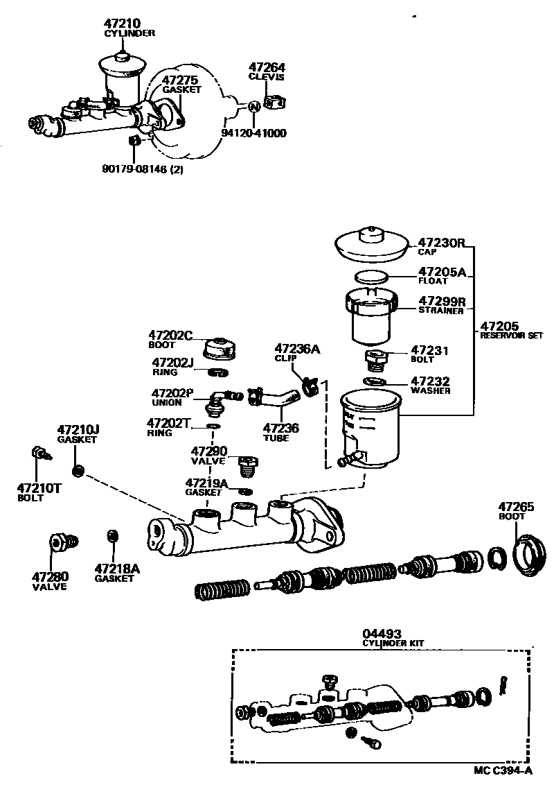 Toyota COROLLA 制动总泵 EPC diagram — MCC394A