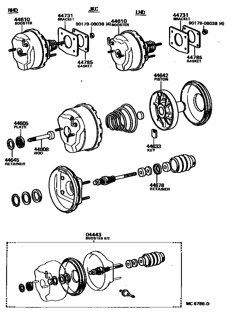 Toyota COROLLA 制动助力器和真空管 EPC diagram — MC6786D