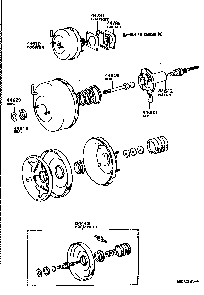 Toyota COROLLA 制动助力器和真空管 EPC diagram — MCC395A