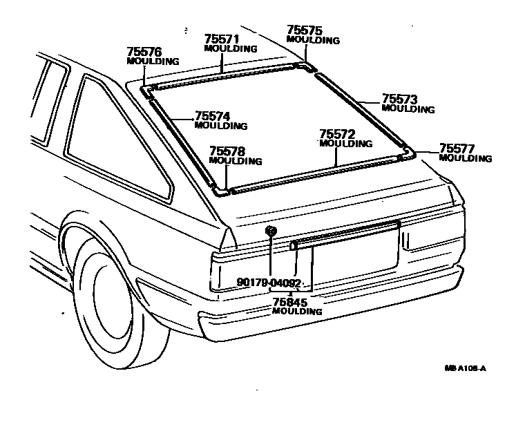 Toyota COROLLA 后防护条 EPC diagram — MBA108A