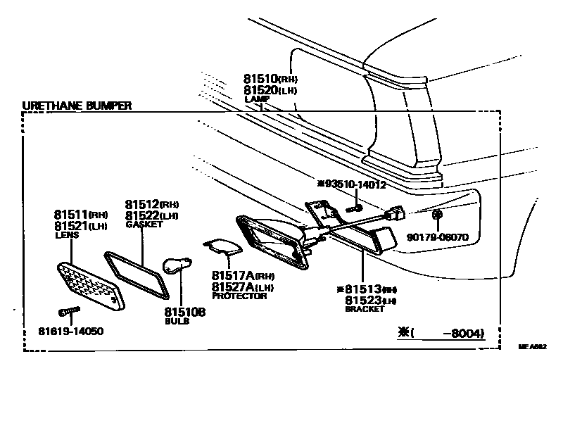 Toyota COROLLA 前转向灯 EPC diagram — MEA662