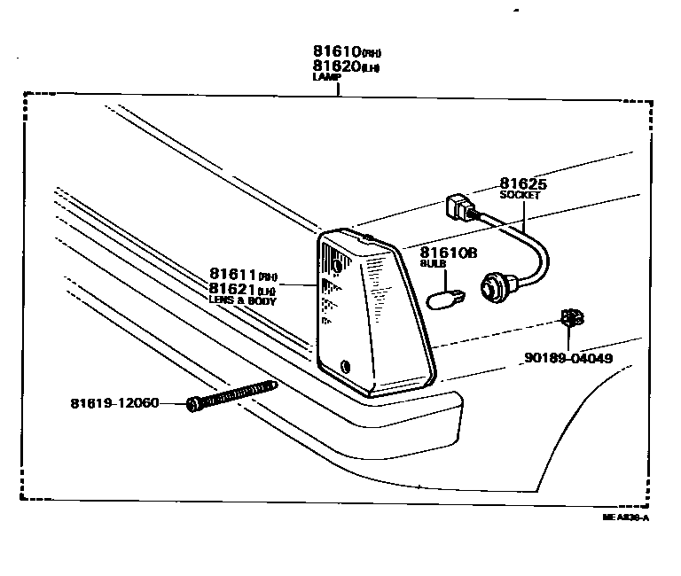 Toyota COROLLA 前示宽灯 EPC diagram — MEA836A