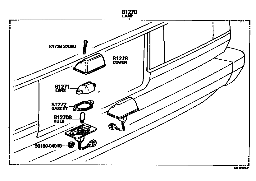 Toyota COROLLA 后牌照灯 EPC diagram — ME8093E