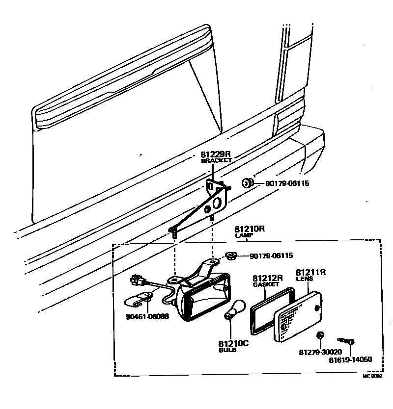 Toyota COROLLA 后雾灯 EPC diagram — ME8092