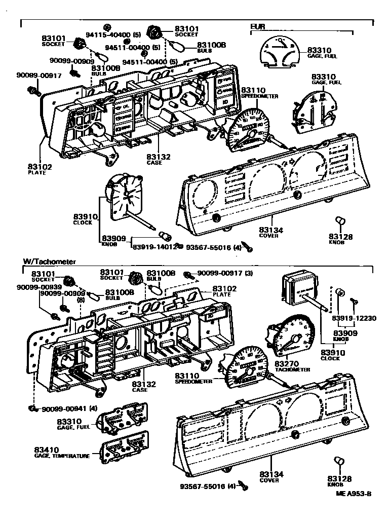 Toyota COROLLA 仪表 EPC diagram — MEA953B
