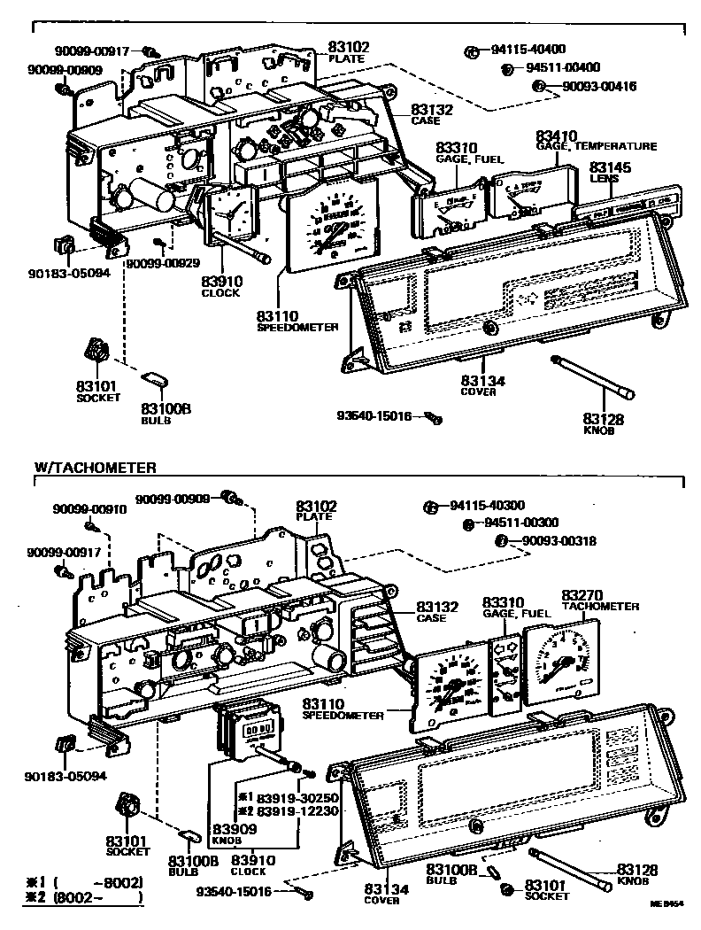 Toyota COROLLA 仪表 EPC diagram — MEB454