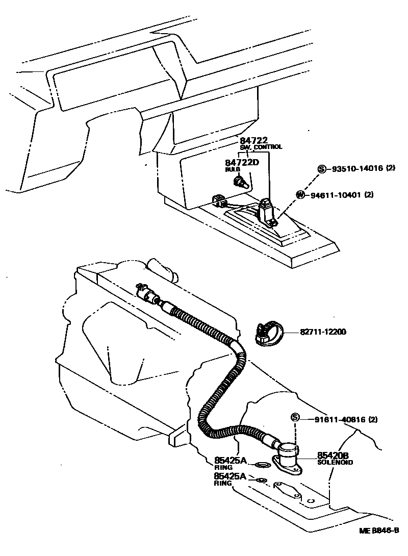 Toyota COROLLA 超速档和电子控制变速器 EPC diagram — MEB846B