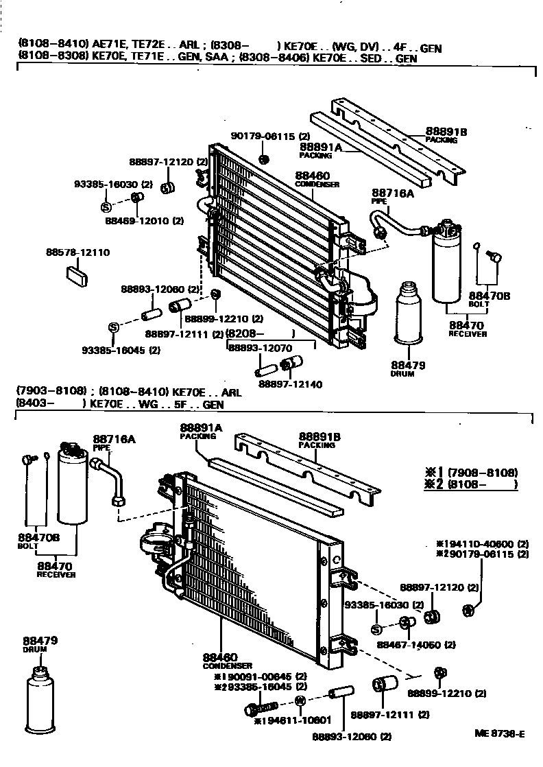 Toyota COROLLA Heating & Air Conditioning - Cooler Piping EPC diagram — ME8736E