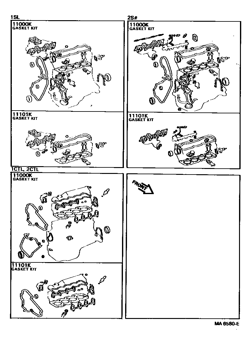 Toyota CAMRY Engine Overhaul Gasket Kit EPC diagram — MA6580E