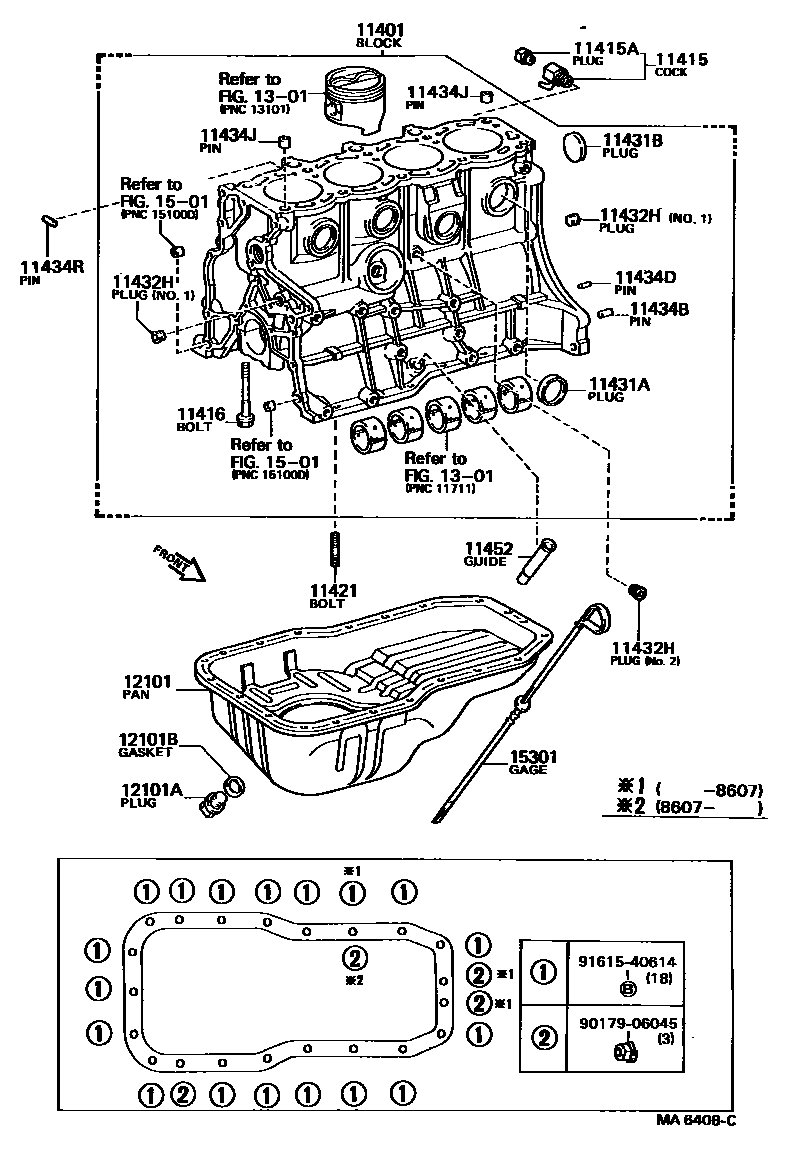 Toyota CAMRY Cylinder Block EPC diagram — MA6408C