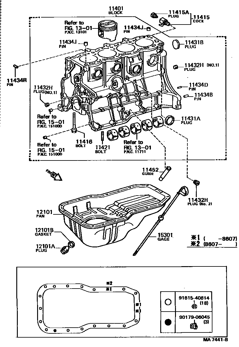 Toyota CAMRY Cylinder Block EPC diagram — MA7441B