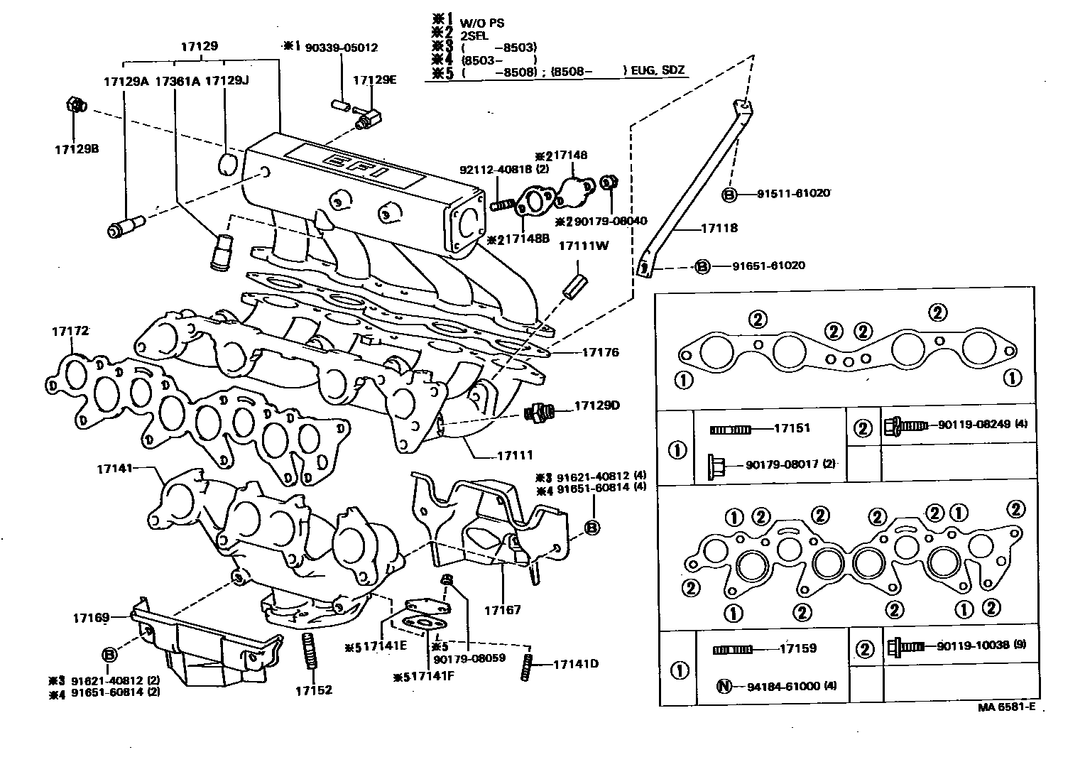 Toyota CAMRY Manifold EPC diagram — MA6581E