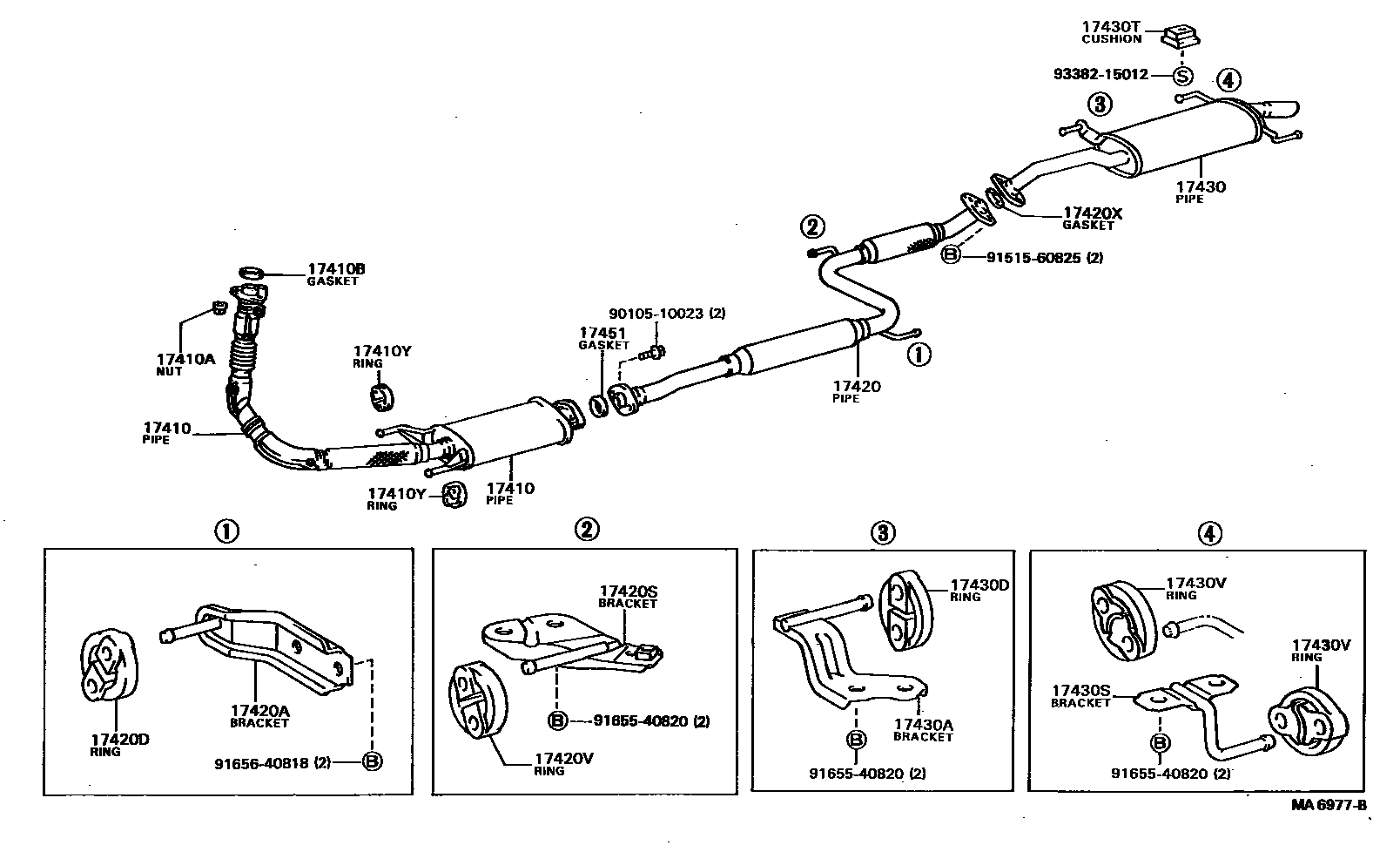 Toyota CAMRY Exhaust Pipe EPC diagram — MA6977B