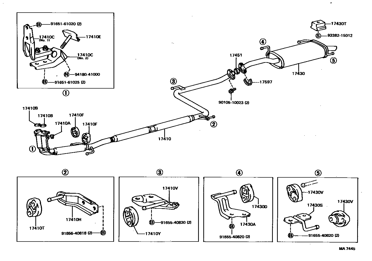Toyota CAMRY Exhaust Pipe EPC diagram — MA7445