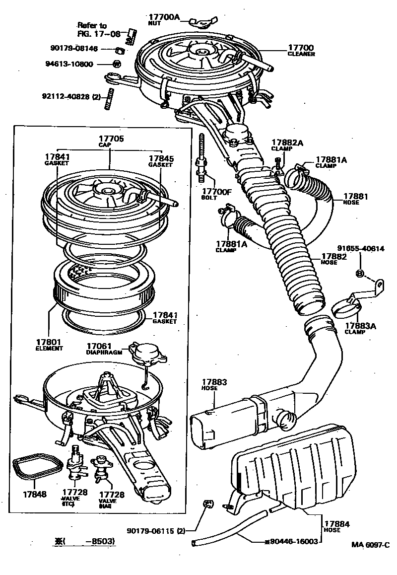 Toyota CAMRY Air Cleaner EPC diagram — MA6097C