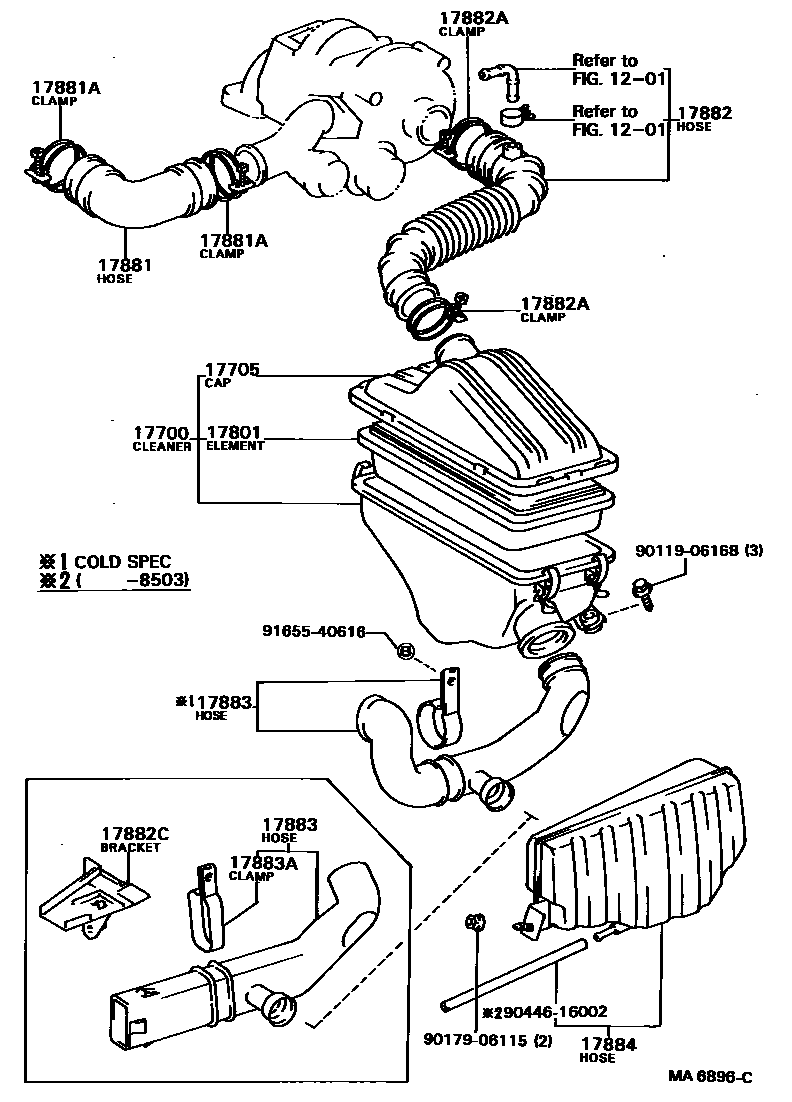 Toyota CAMRY Air Cleaner EPC diagram — MA6896C