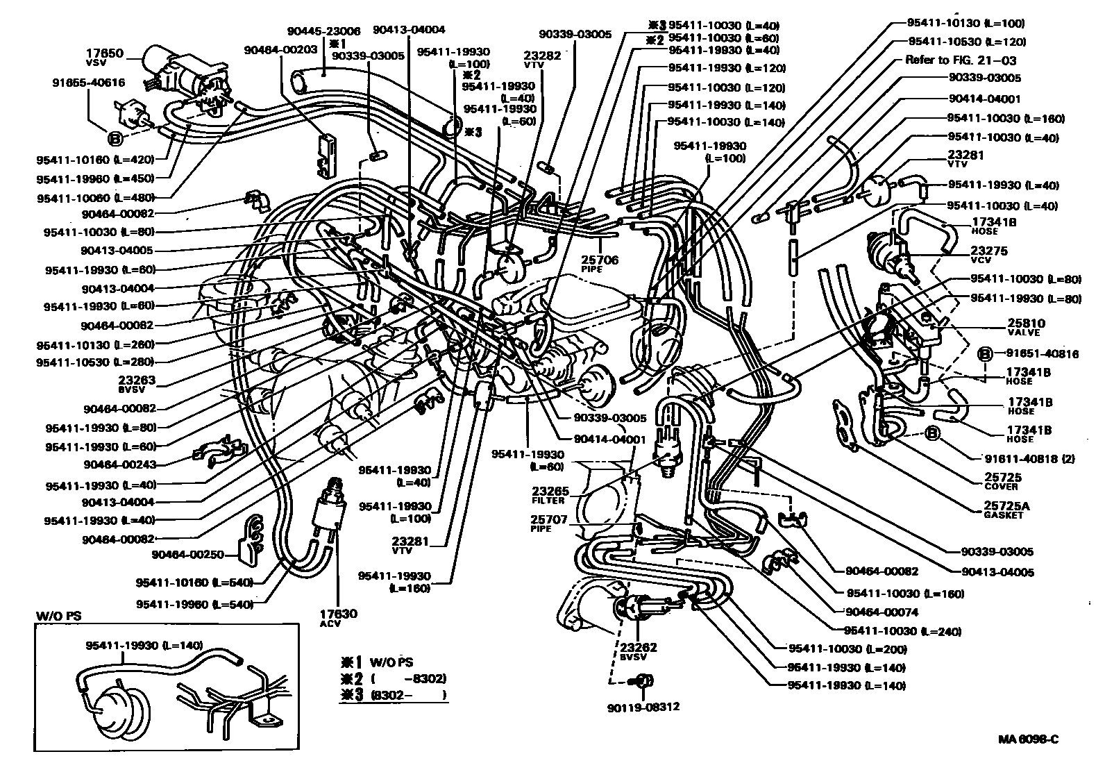 Toyota CAMRY vacuum tube EPC diagram — MA6098C