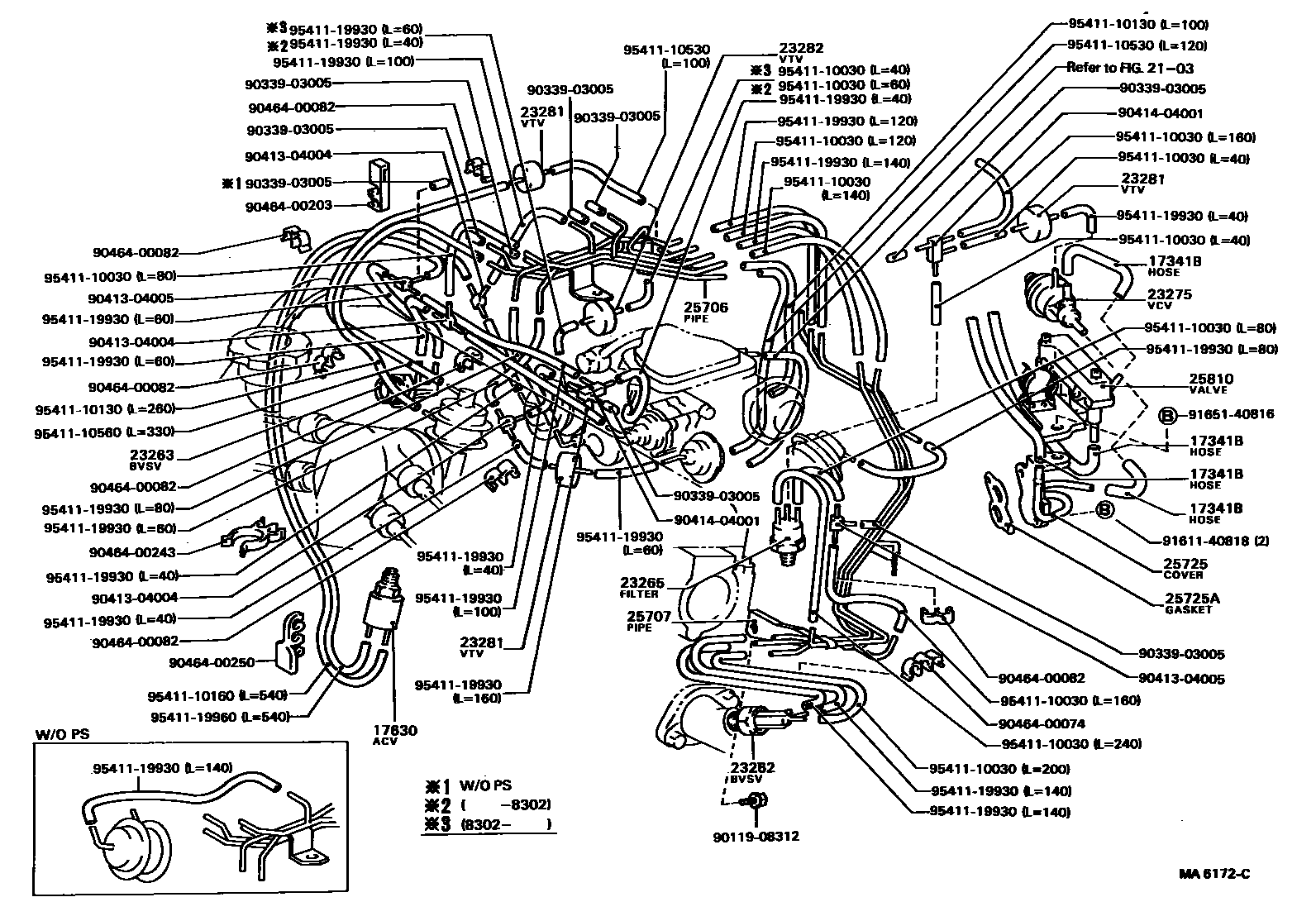 Toyota CAMRY vacuum tube EPC diagram — MA6172C