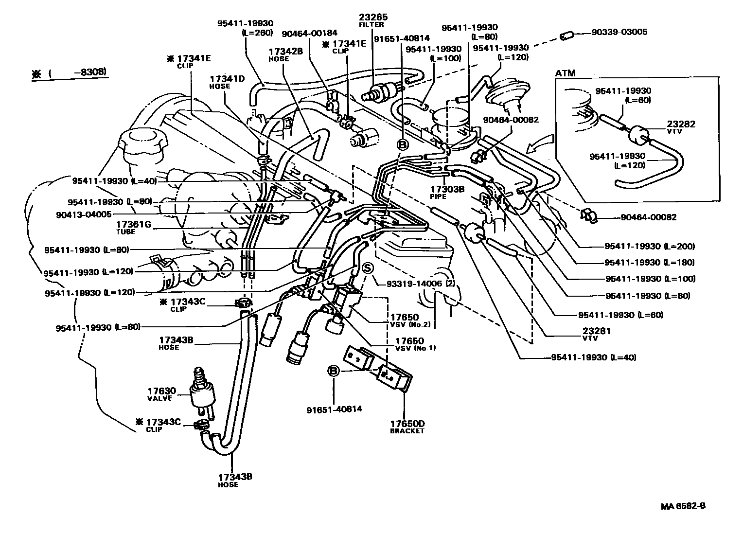 Toyota CAMRY vacuum tube EPC diagram — MA6582B