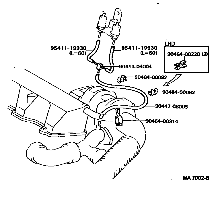 Toyota CAMRY vacuum tube EPC diagram — MA7002B