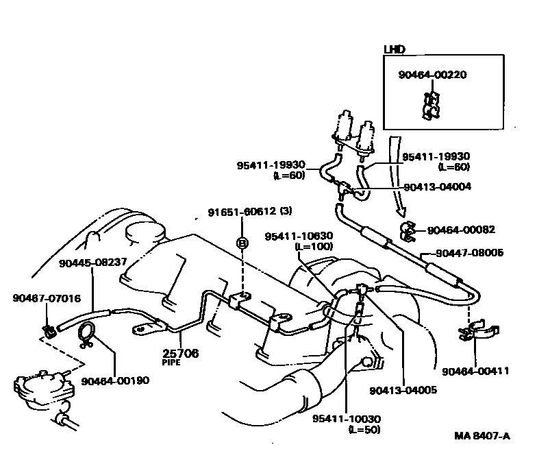 Toyota CAMRY vacuum tube EPC diagram — MA8407A