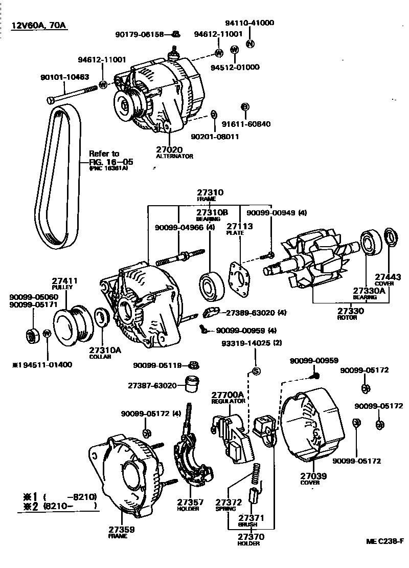 Toyota CAMRY Alternator EPC diagram — MEC238F
