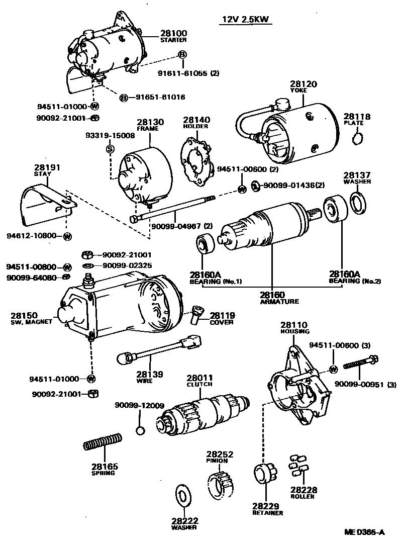 Toyota CAMRY 起动机 EPC diagram — MED365A
