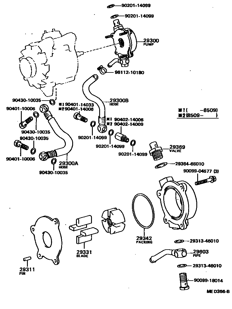 Toyota CAMRY 真空泵 EPC diagram — MED366B