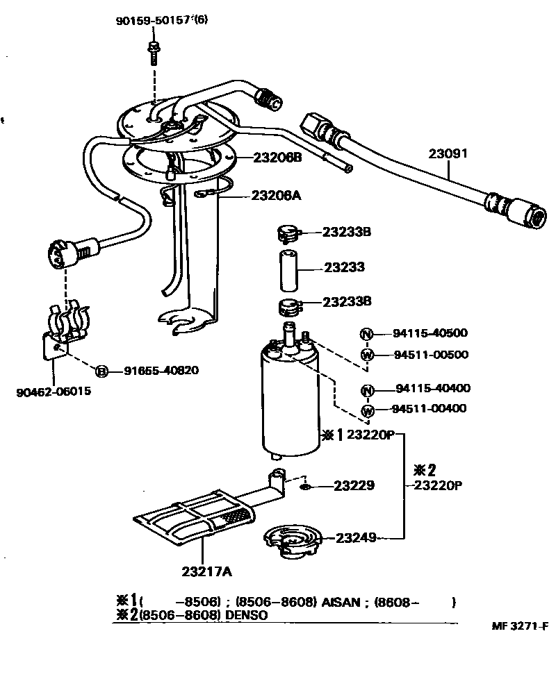 Toyota CAMRY 燃油喷射系统 EPC diagram — MF3271F