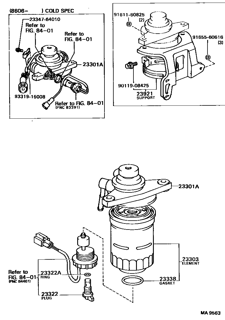 Toyota CAMRY fuel filter EPC diagram — MA9563