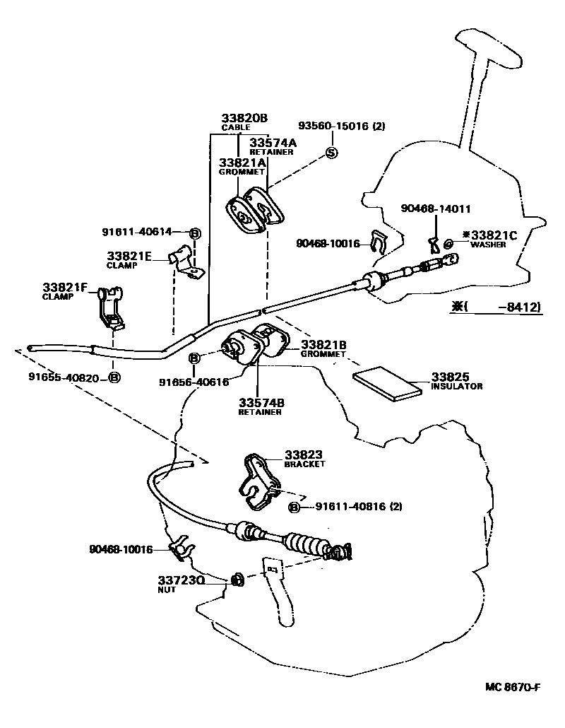 Toyota CAMRY Shift Lever & Retainer EPC diagram — MC8670F