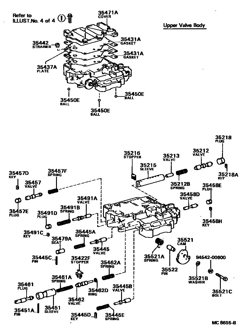 Toyota CAMRY 阀体和滤油网(ATM) EPC diagram — MC8655B