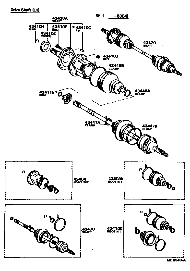 Toyota CAMRY Front Drive Shaft EPC diagram — MC8349A