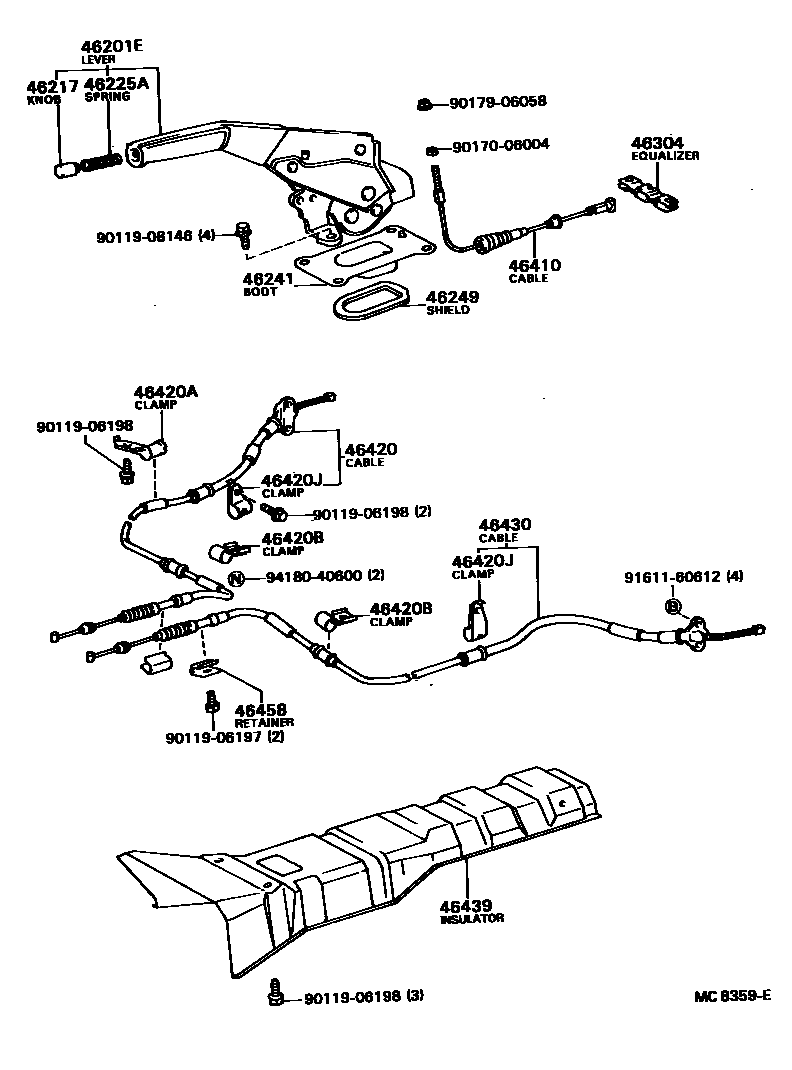 Toyota CAMRY Parking Brake & Cable EPC diagram — MC8359E