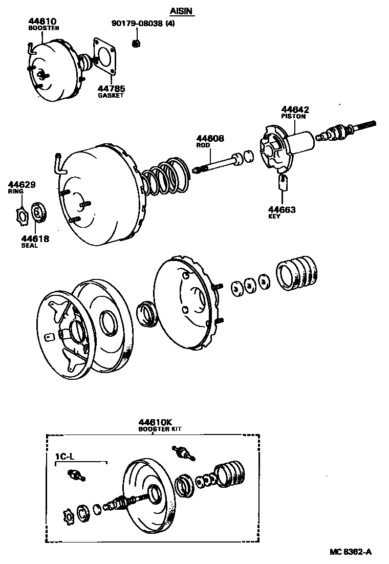 Toyota CAMRY 制动助力器和真空管 EPC diagram — MC8362A