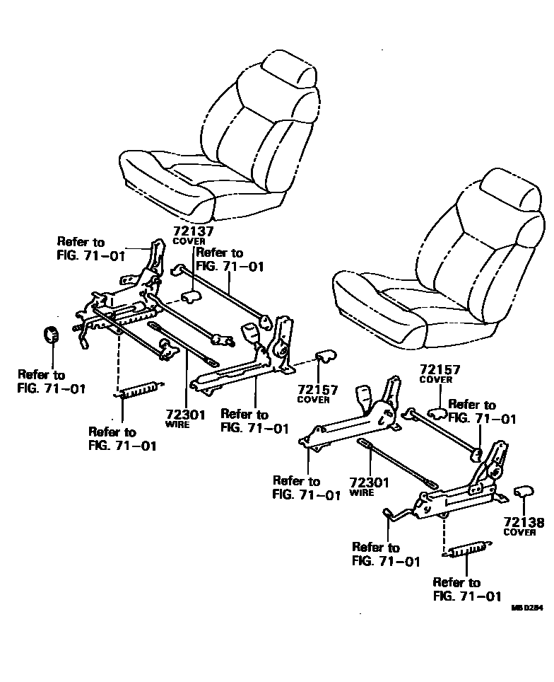 Toyota CAMRY 座椅滑轨 EPC diagram — MBD284