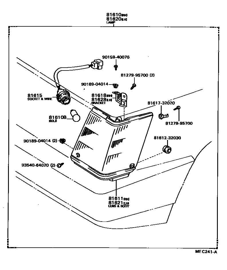 Toyota CAMRY 前示宽灯 EPC diagram — MEC241A