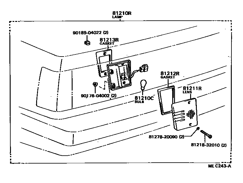 Toyota CAMRY 后雾灯 EPC diagram — MEC243A