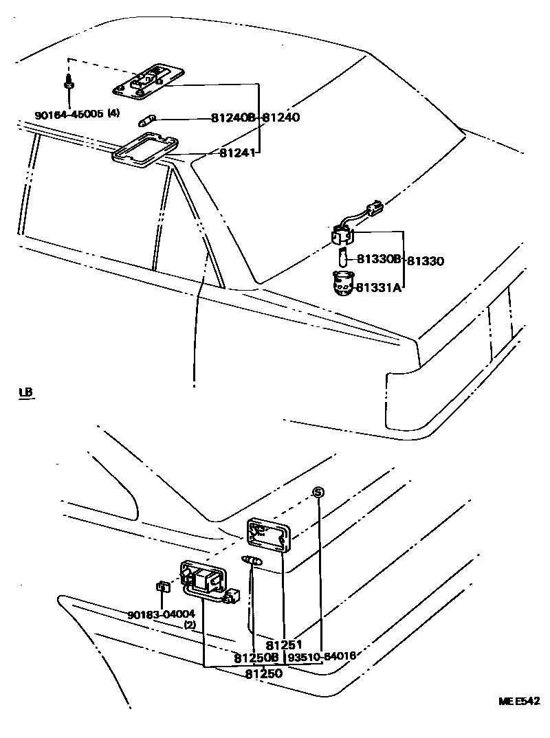 Toyota CAMRY 车内灯 EPC diagram — MEE542