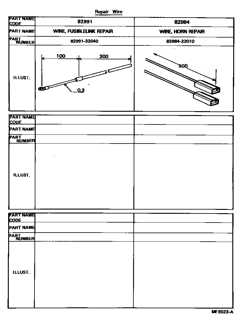 Toyota CAMRY 线束和卡夹 EPC diagram — MEE023A