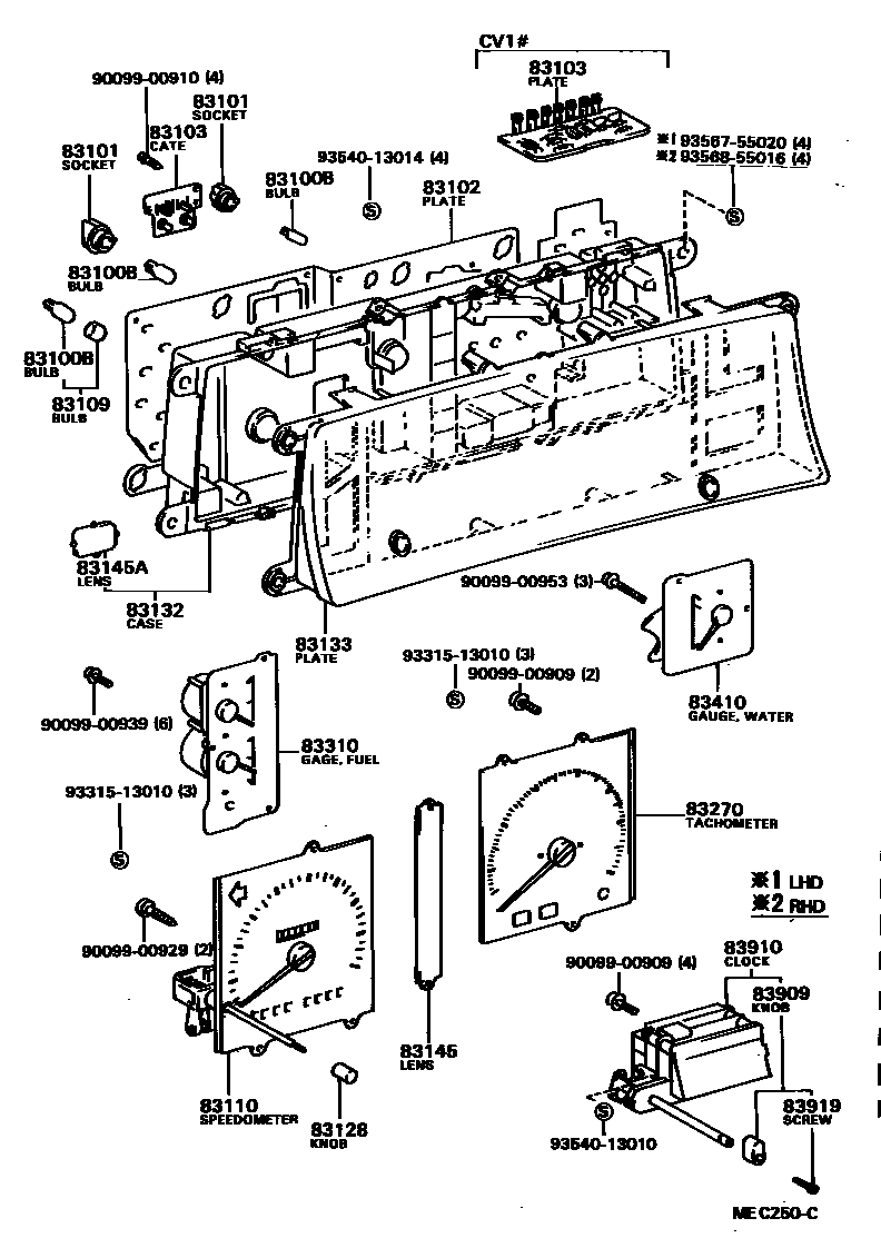 Toyota CAMRY 仪表 EPC diagram — MEC250C