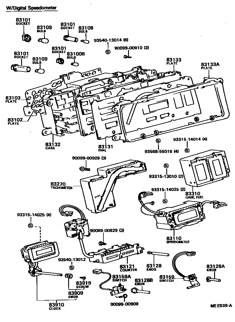 Toyota CAMRY 仪表 EPC diagram — MEE539A
