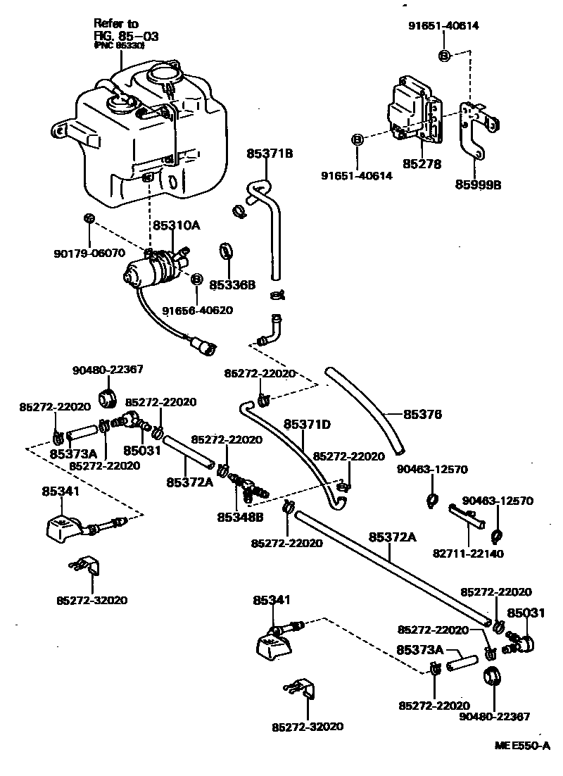 Toyota CAMRY 前大灯清洗器 EPC diagram — MEE550A