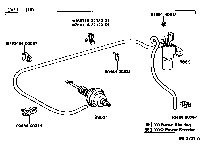 Toyota CAMRY 暖风和空调系统 - 真空管 EPC diagram — MEG207A