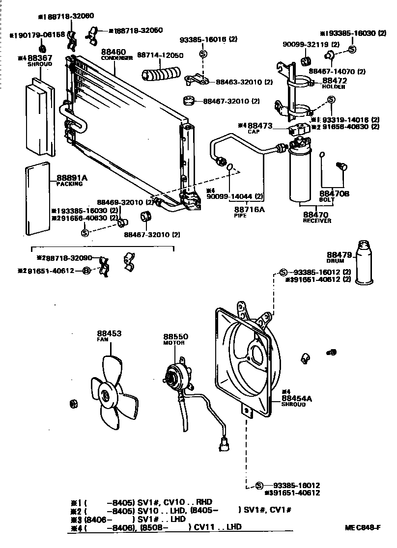 Toyota CAMRY Heating & Air Conditioning - Cooler Piping EPC diagram — MEC848F