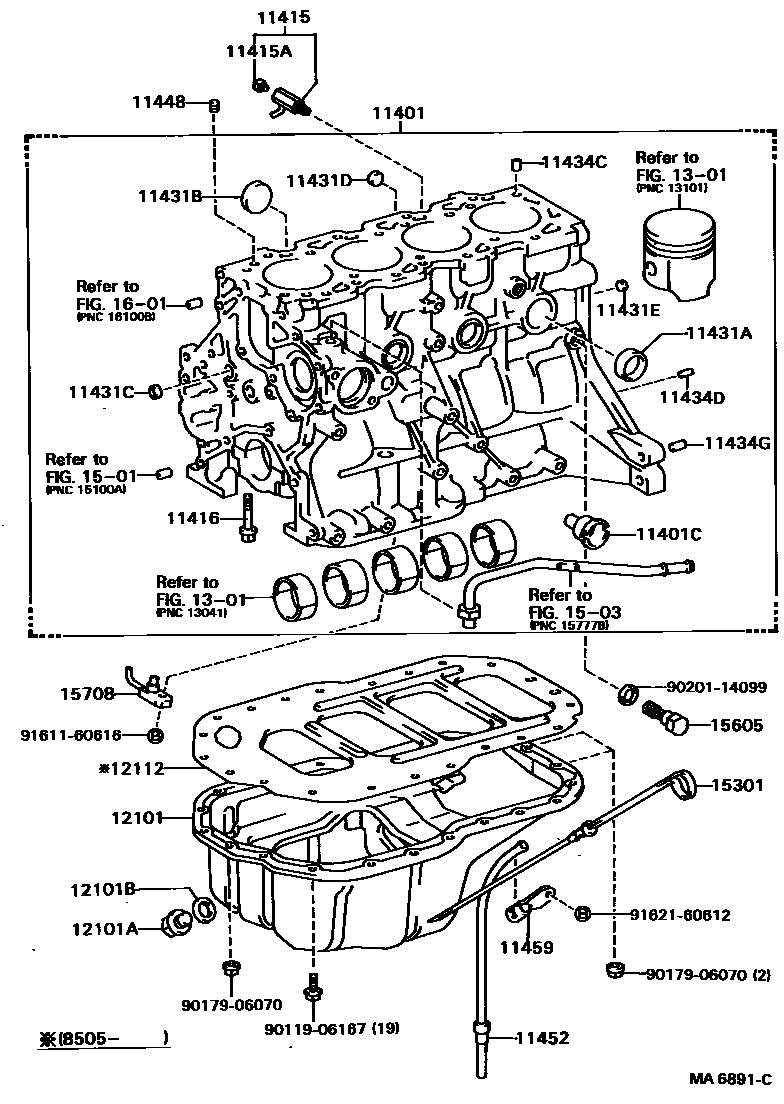 Toyota CAMRY Cylinder Block EPC diagram — MA6891C
