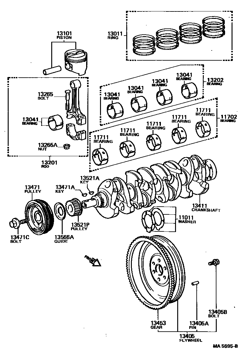 Toyota CAMRY Crankshaft & Piston EPC diagram — MA5695B