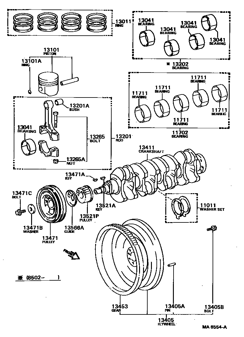 Toyota CAMRY Crankshaft & Piston EPC diagram — MA6554A